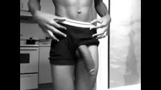 Black horse schlong in the kitchen