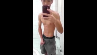 Asian Twen Bathroom Wank