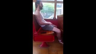 Str8 Big Cock Guy Strokes in Bus