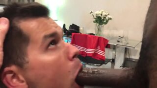 talented white guy deepthroats a BBC down to the base