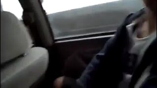 Old-Young Blowjob in a Taxi